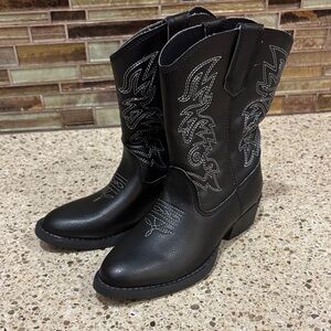 Deer Stags - Black Western Cowboy Boots with Embroidery - size 12